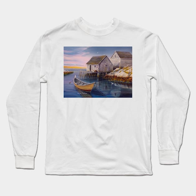 Peggys Cove Sunset Long Sleeve T-Shirt by Wayne2015